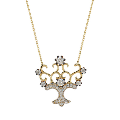 Taşlı Ağaç Altın Kolye