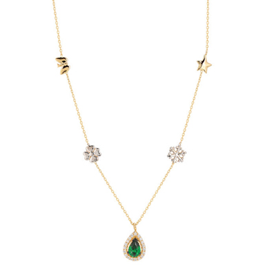 Yeşil Taşlı Altın Kolye