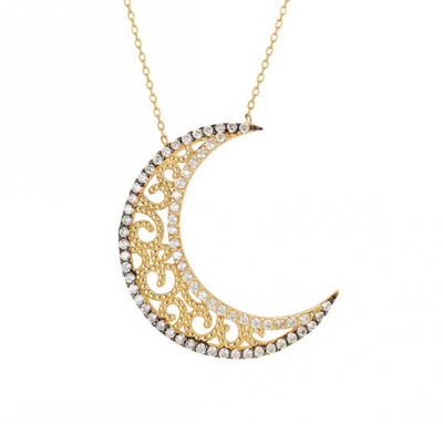 Ay Motifli Altın Kolye