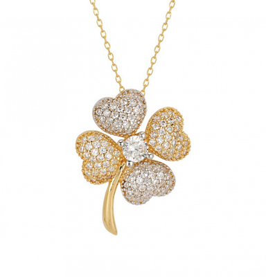 Yonca Tek Taş Altın Kolye