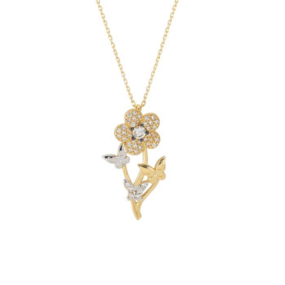 Çiçek Motifli Altın Kolye
