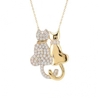 İki Kedi Altın Kolye