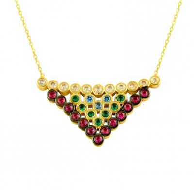 Renkli Şık Altın Kolye