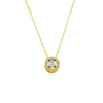 Halka Ortası Taşlı Altın Kolye