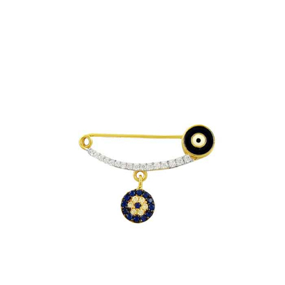 Siyah Nazar Boncuklu İğne Altın Kolye