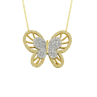 Büyük Kanatlı Kelebek Altın Kolye