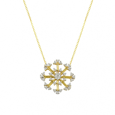 Uçları Taşlı Kar Tanesi Altın Kolye