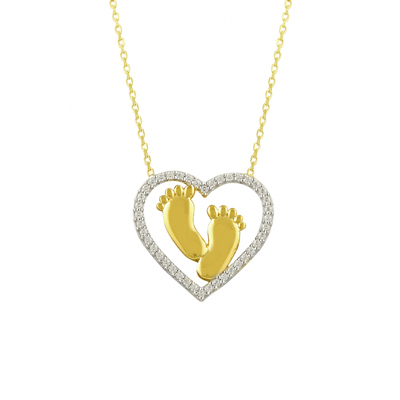 Kalp İçinde Ayak İzi Altın Kolye