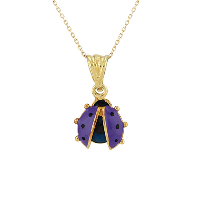 Mor Uğur Böcekli Kolye