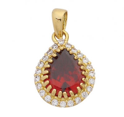 Kırmızı Damla Taşlı Kolye Ucu