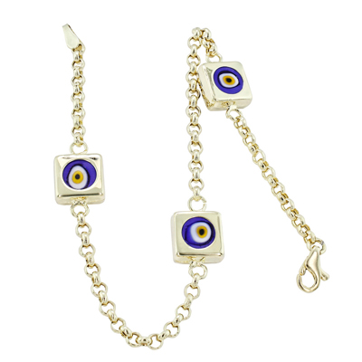 Kare Kuşgözü Motifli Altın Bileklik