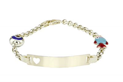 Balık Motifli Plakalı Altın Çocuk Bileklik