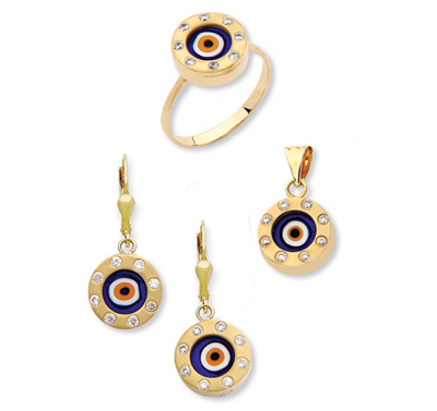 Nazar Boncuklu  Yuarlak Üçlü Takım