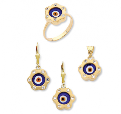 Çiçek Motifli Altın Takım