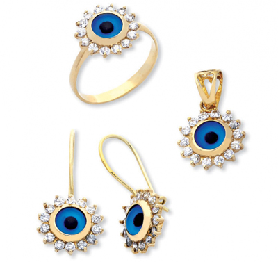 Güneş Motifli Üçlü Altın Takım