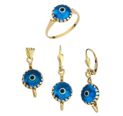 Mavi Boncuklu Altın Takım