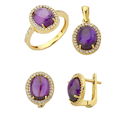 Mor Taşlı Altın Takım