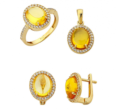 Sarı Taşlı Altın Takım