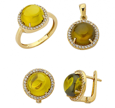 Yeşil Taşlı Altın Takım