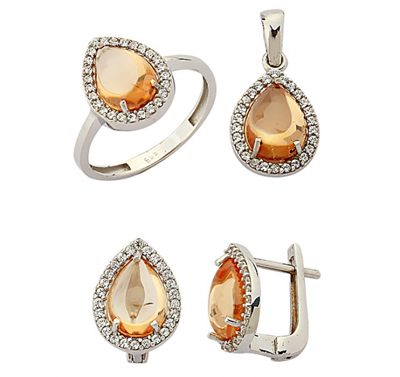 Kahverengi Renkli Taşlı Takım