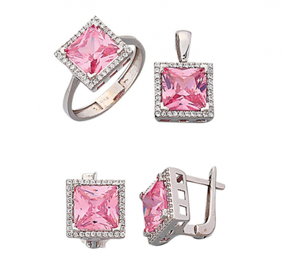 Kare Pembe Üçlü Set