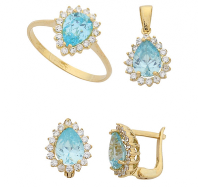 Turkuaz Damla Taşlı Takım