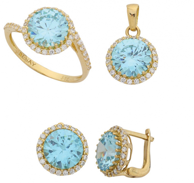 Turkuaz Damla Taşlı Set