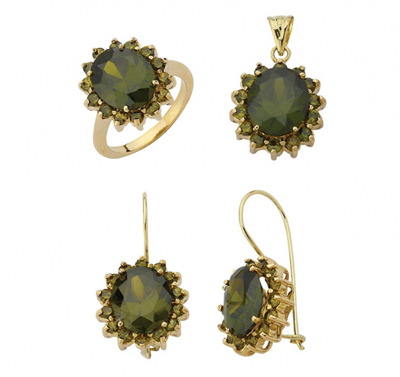 Zümrüt Yeşili Altın Takım