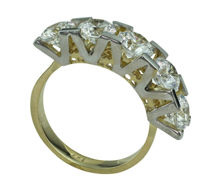 V Tırnaklı Beştaş Altın Yüzük