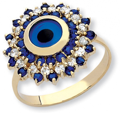 Lacivert Beyaz Taşlı Göz Yüzük