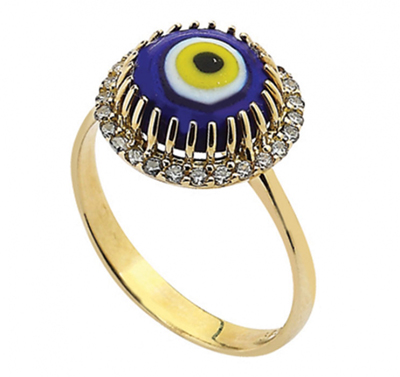Nazar Boncuklu Tektaş Yüzük
