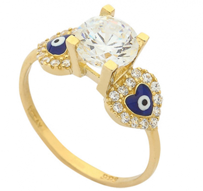 Kalp Mineli Tektaş Altın Yüzük