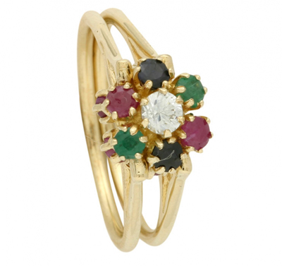 Renkli Çiçek Figürlü Hastaş Yüzük