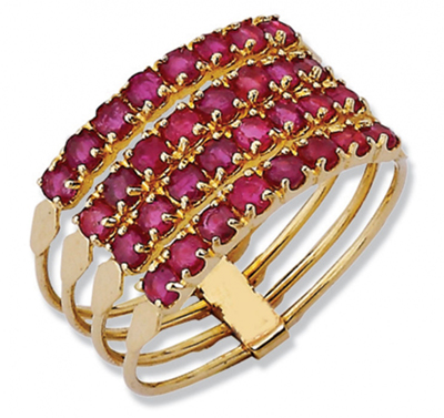 4 Sıra Mor Hastaşlı Altın Yüzük