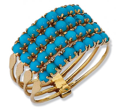 4 Sıra Mavi Hastaşlı Altın Yüzük