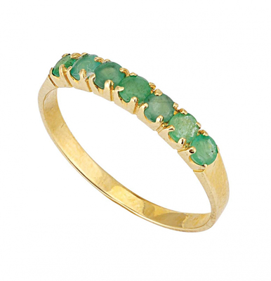 Yeşil 7 Taşlı Altın Yüzük