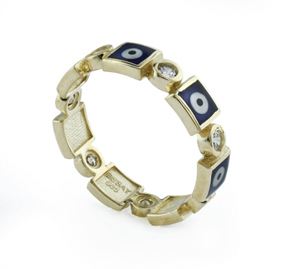 Kare Nazar Boncuklu Tamtur Yüzük