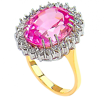 Büyük Oval Pembe Taşlı Yüzük