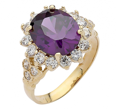 Büyük Yuvarlak Mor Taşlı Yüzük