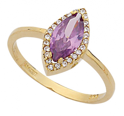 Markiz Mor Taşlı Altın Yüzük