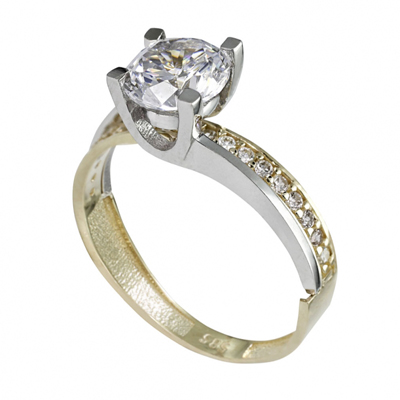 Sarı - Beyaz Altın Tektaş Yüzük