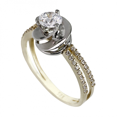 Beyaz Gül Motifli Tektaş Yüzük