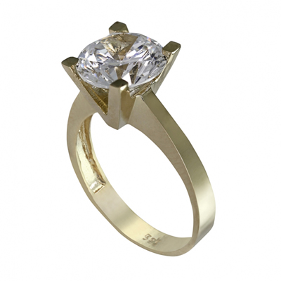 V Tırnaklı Tektaş Altın Yüzük