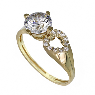 Kalp Desenli Tektaş Yüzük