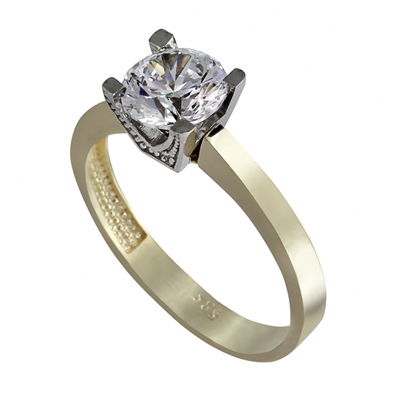 İşlemeli 4 Tırnaklı Klasik Tektaş Yüzük