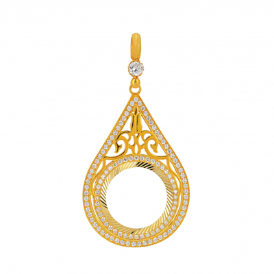 Motifli Çeyrek Altın Çerçeve Kolye