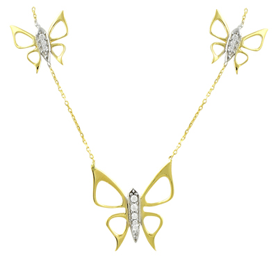 3 Kelebek Altın Kolye