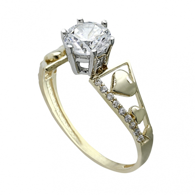 Kalp Motifli Tektaş Yüzük