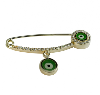 Yeşil Taşlı Çengelli İğne