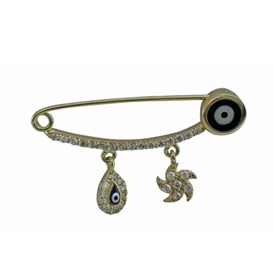 Nazar Boncuklu  Rüzgar Gülü Altın İğne